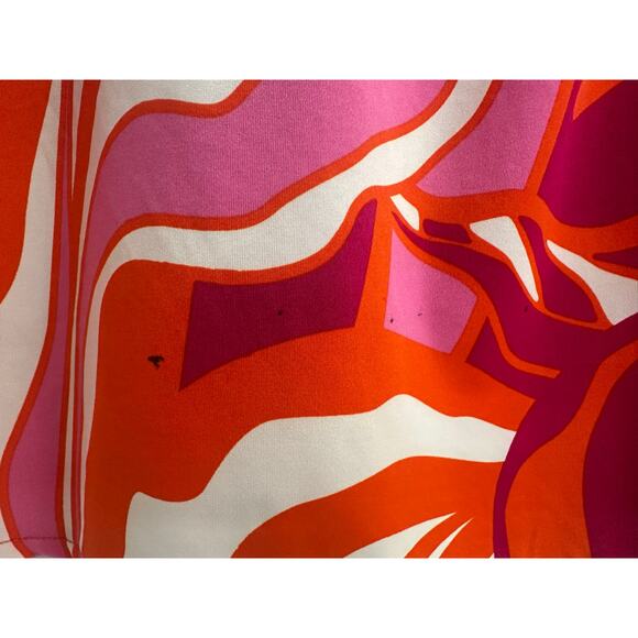 La Mer Luxe Orange Pink Psychedelic Puff Sleeve Midi Dress Women’s Medium - Picture 5 of 8